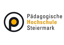 Das Logo der Pädagogischen Hochschule Steiermark, ein schwarzes "P" in einem schwarzen Kreis, die Öffnung des "P" ist orange gefüllt.
