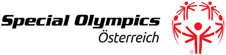Das Logo von Special Olympics Österreich: Fünf in rot skizzierte Engel umspannen eine imaginäre Kugel.